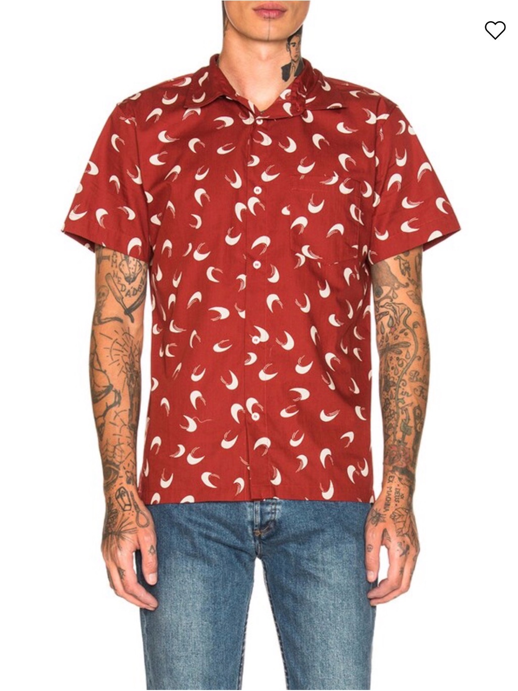 Apc Cippi Short-Sleeve Button-Up Shirt Red Rouge Fonce